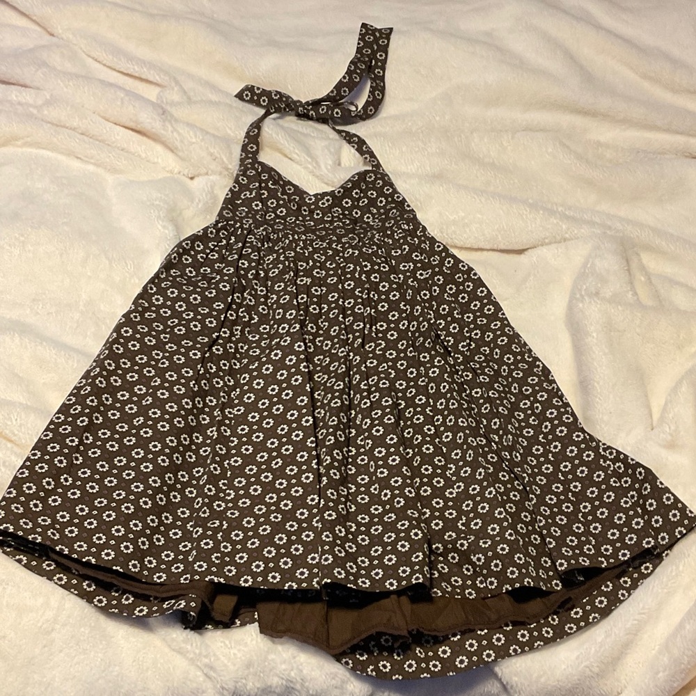 J. Crew Brown and White High Low Dress